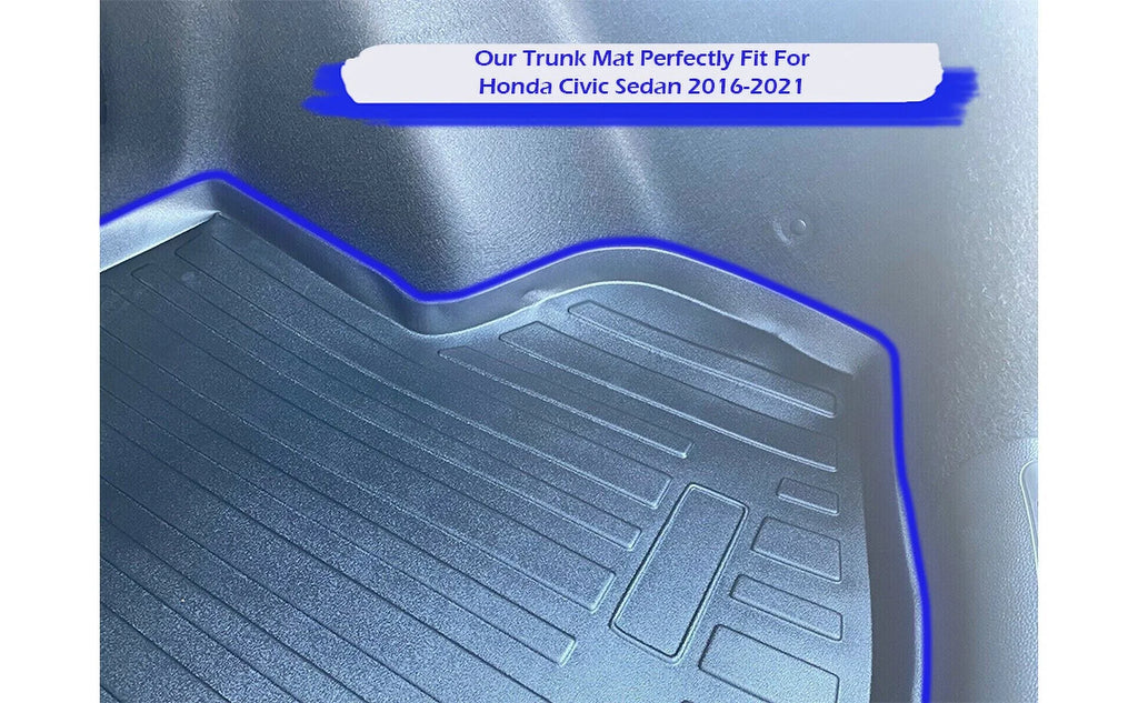 Cargo Liner – Trunk Mat for Honda Civic Sedan 2016-2021 – Weather-Resistant Trunk Mats for Cars with Raised Lip – Non-Slip Car Trunk Mat Rubber – Easy to Install – Laser Pre-Cut Design