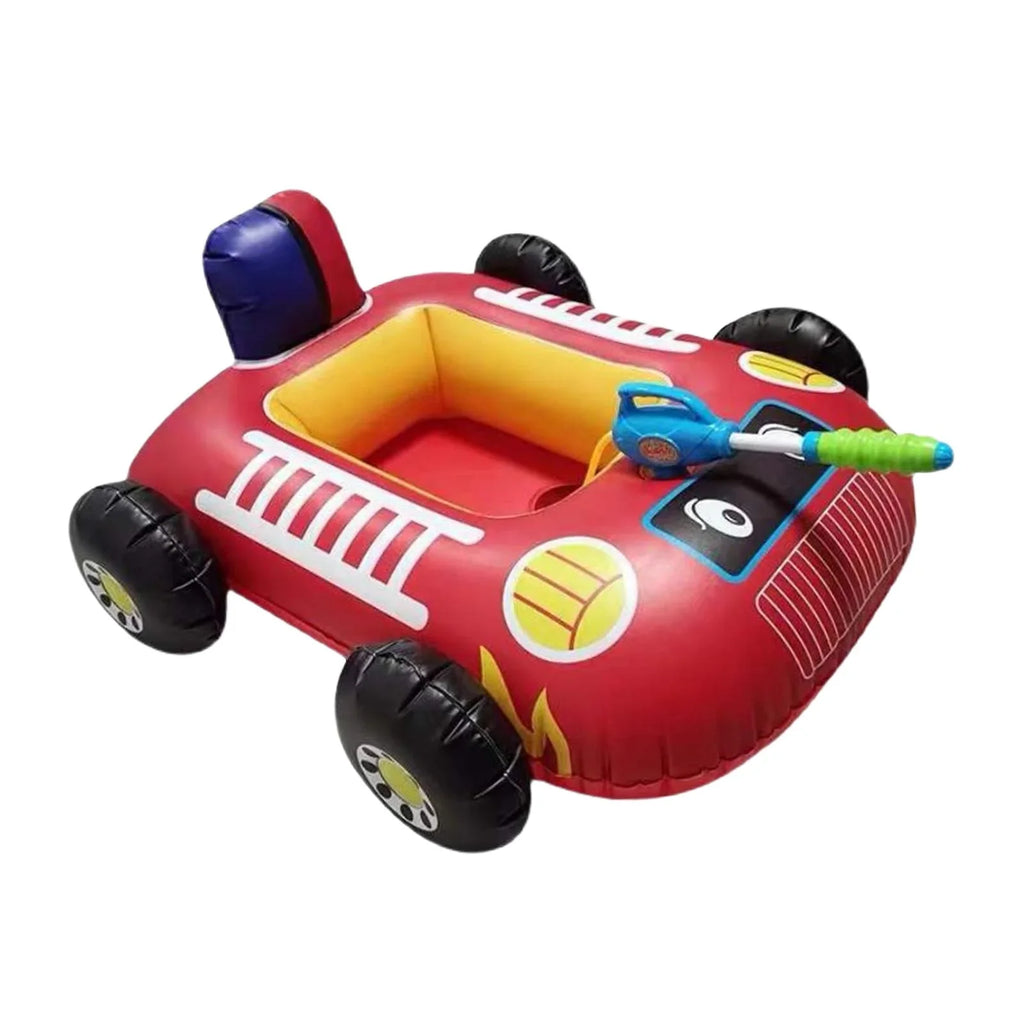 Cartoon Car Design Kids Pool Floats with Water Squirt Pool Floats Raft for Beach Red