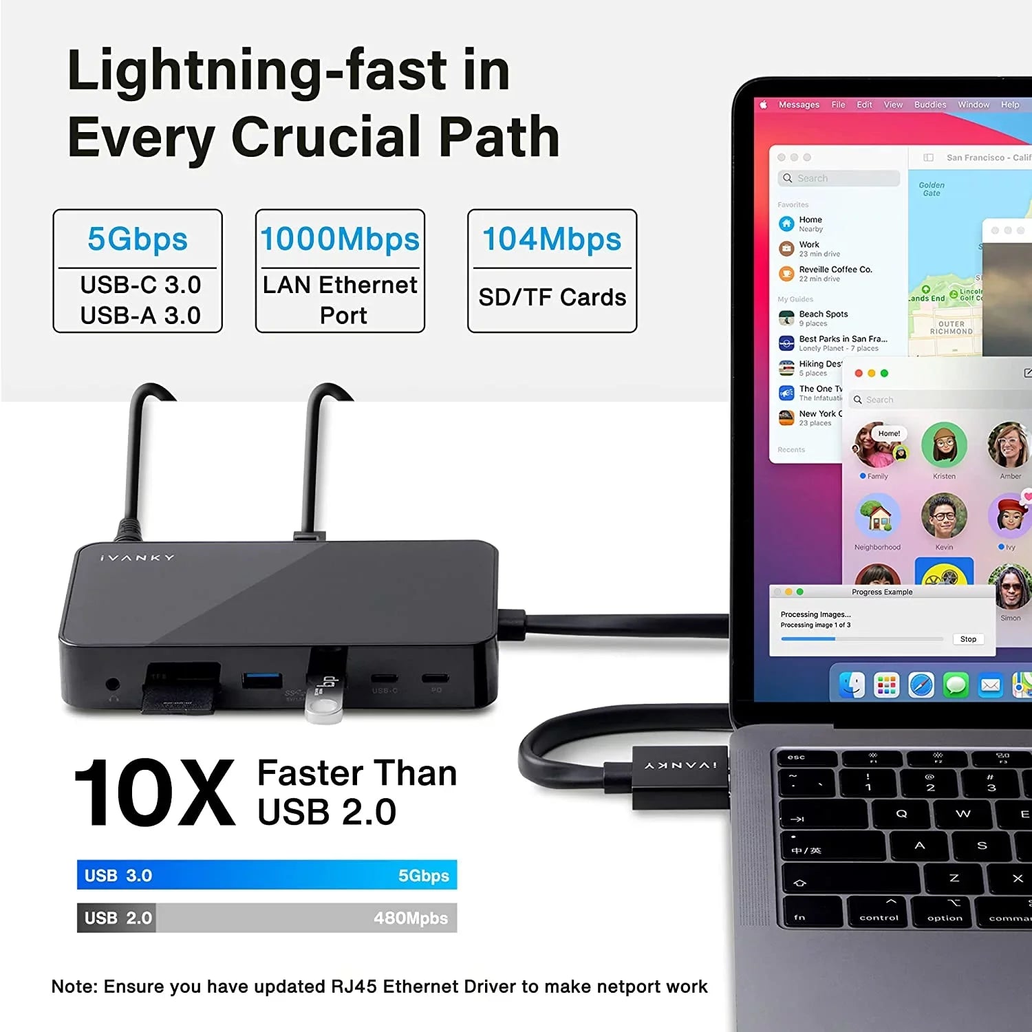 MacBook Pro Docking Station 180W Power Adapter, iVANKY 12 in 2 Dual 4K@60Hz  C Station VCD03-