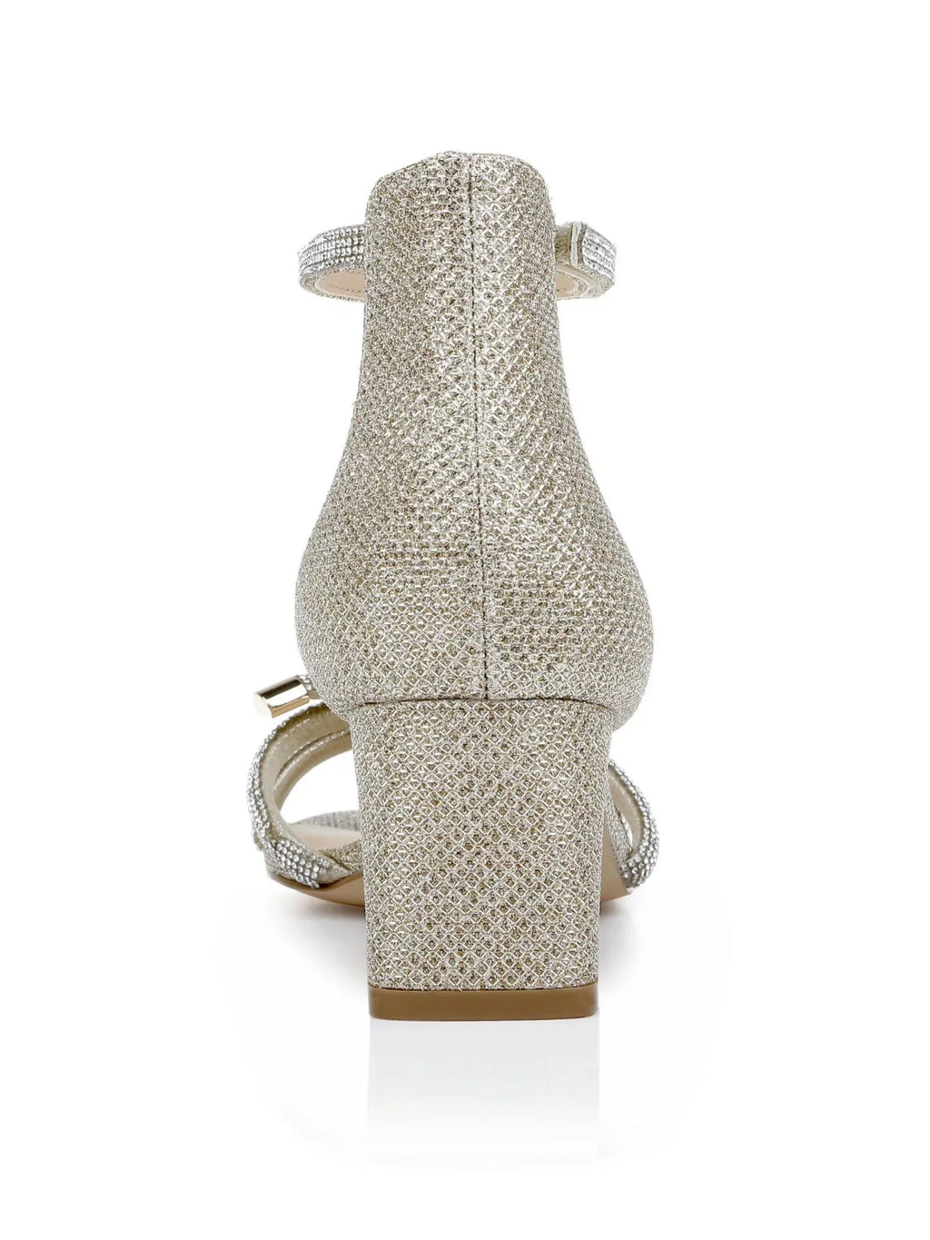 Womens Silver Ankle Strap Rhinestone Lena Round Toe Block Heel Dress Heeled Sandal 5.5 M