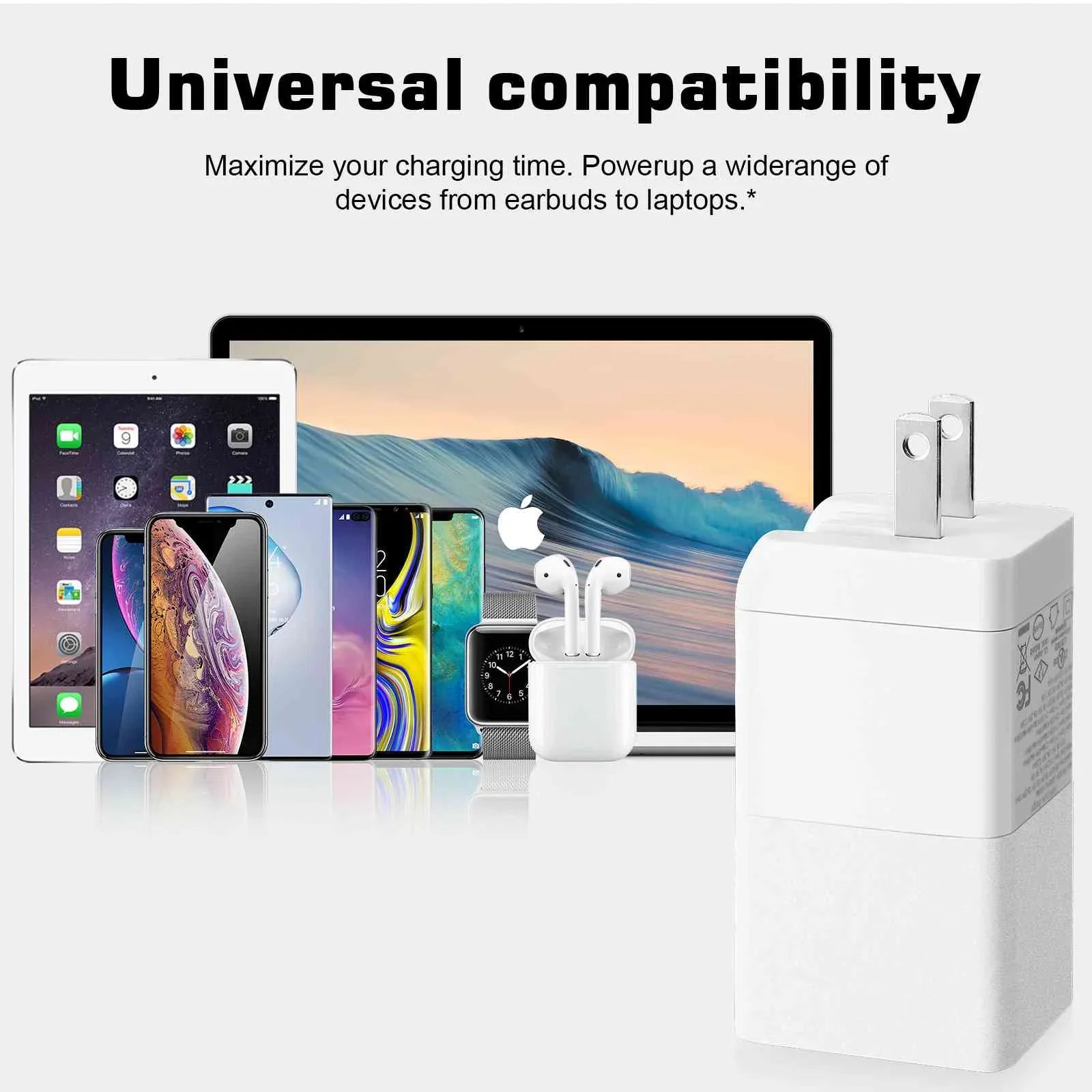 UrbanX 65W Fast Travel Charger with 3 Ports  & Dual -C High-Speed Charging Compatible with  One A9/One M9/Desire Eye/Butterfly 2/One Remix, iPhone, Samsung Galaxy, Google Pixel, MacBook
