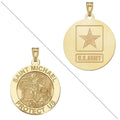 Saint Michael Doubledside  Religious Medal  - 3/4 Inch Size of a Nickel - Solid 14K Yellow Gold
