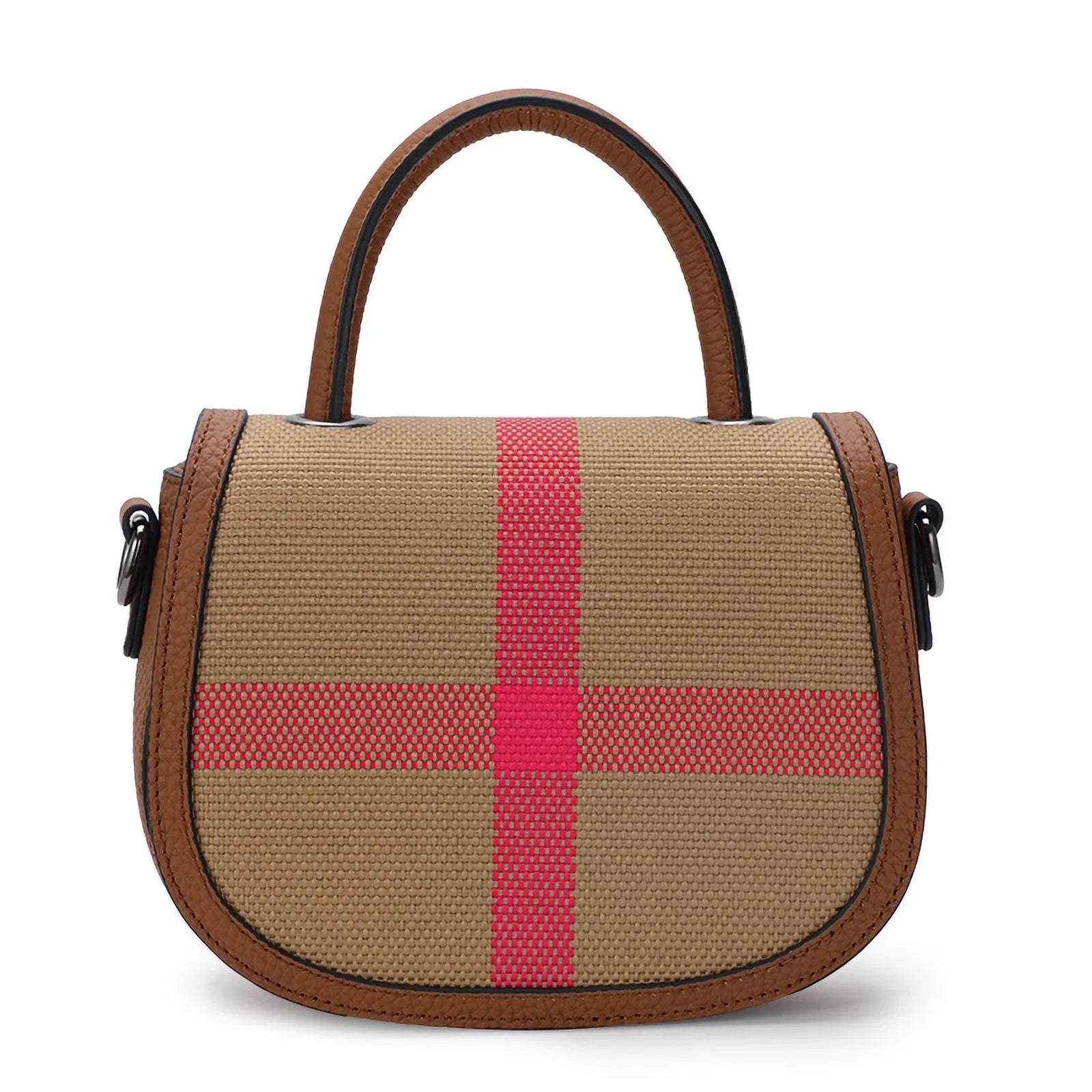 Aidrani   New Women's One Shoulder Crossbody Bag Canvas with Cowhide Saddle Bag