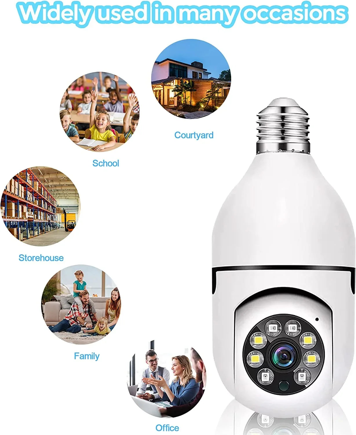 2 Pack Light Bulb Security Camera, 360 Degree PTZ2.4GHz & 5G WiFi Camera, Wireless Home Indoor and Outdoor Camera + 32GB  Card (Two),  Access, Motion Detection Alarm, Local and Cloud Storage