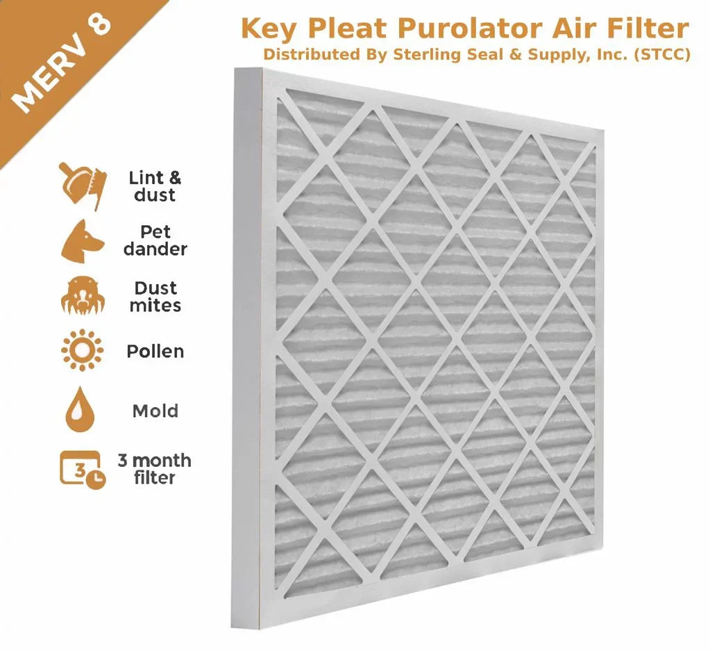 18x20x1 Key Pleat Purolator Air Filter -  8 (6 Pack)