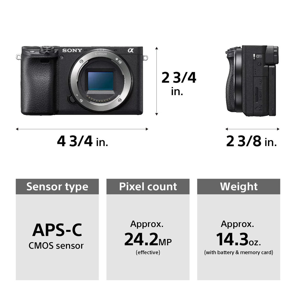 Restored Sony Alpha a6400 Mirrorless Camera & 18-135mm Lens - E Mount Compatible Cameras - -6400M/B (Refurbished)