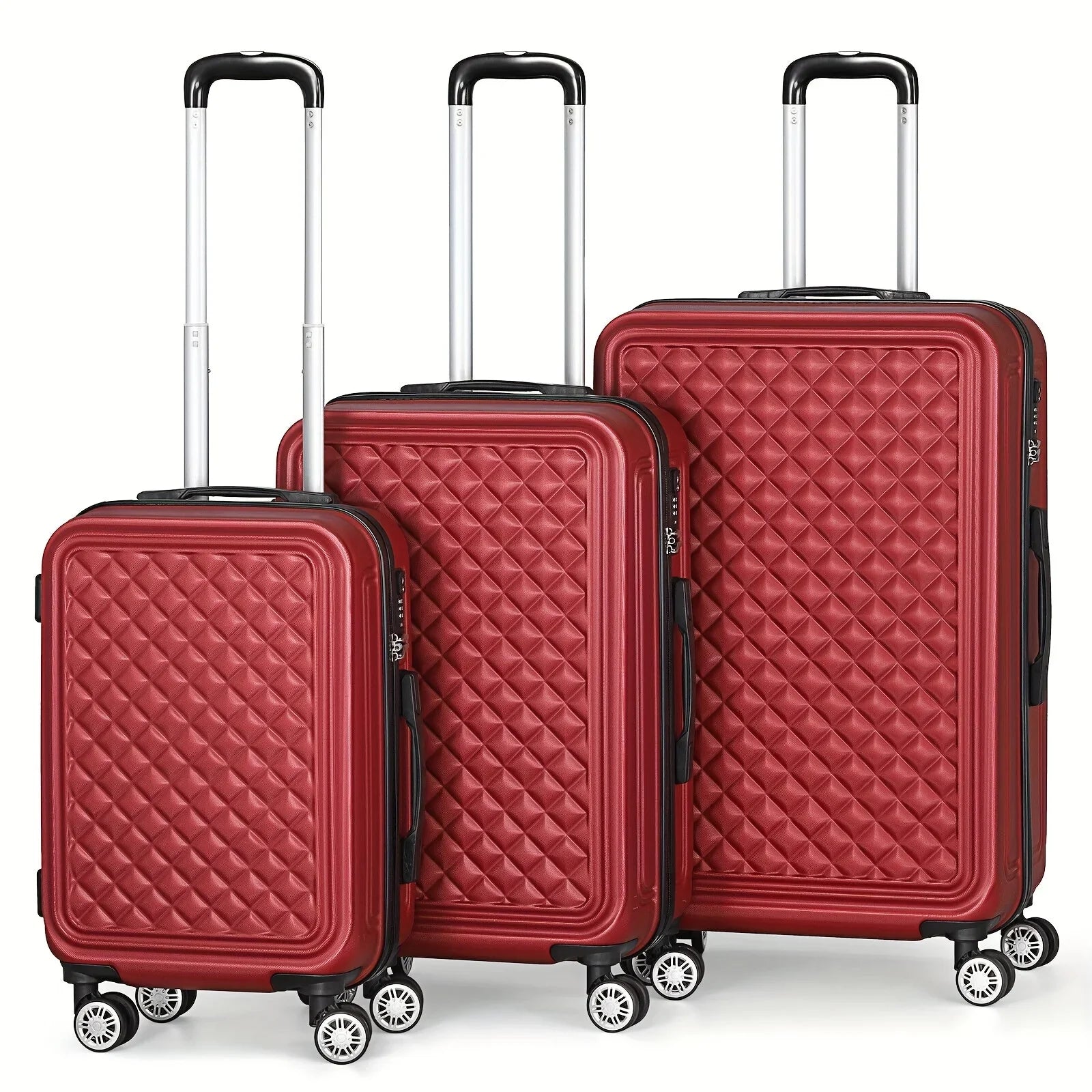 Minimalist Red Hard Shell Travel Luggage Cases For Outdoor Trip, With Spinner Wheels