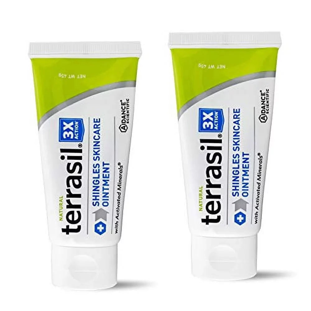 Shingles Treatment Cream - 3X Triple Action Patented Natural Formula for Herpes Zoster Outbreaks Causing Painful Rash and Nerve Pain by Terrasil - 45gm Tube 2-Pack