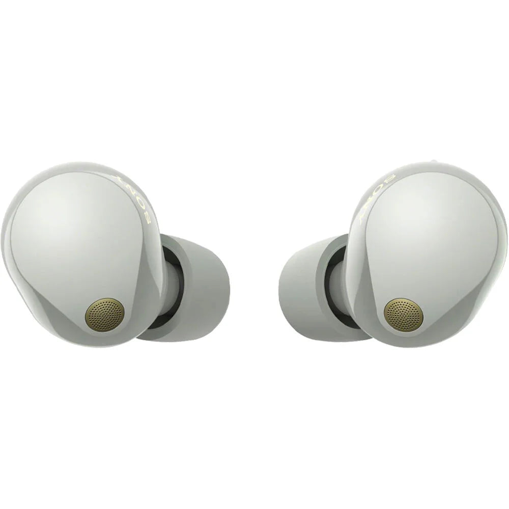 Sony -1000XM5 Industry Leading Noise Canceling Truly Wireless Earbuds (Silver) Bundle with Silicone Case (Pink), Memory Foam Ear Tips, -A to -C Cable & 1   Enhanced Protection Pack