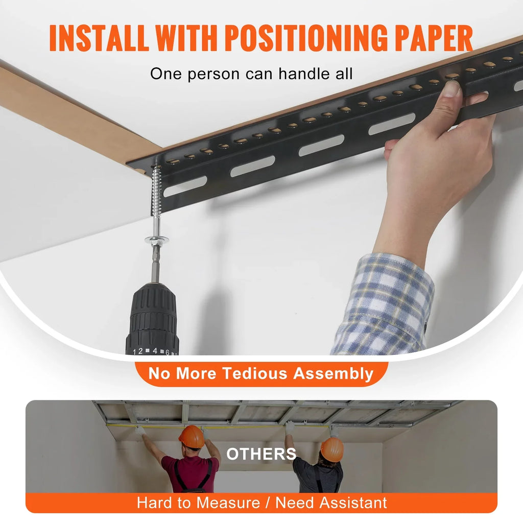 Overhead Adjustable Garage Storage Rack 48x96" Ceiling Rack 600 lbs Black