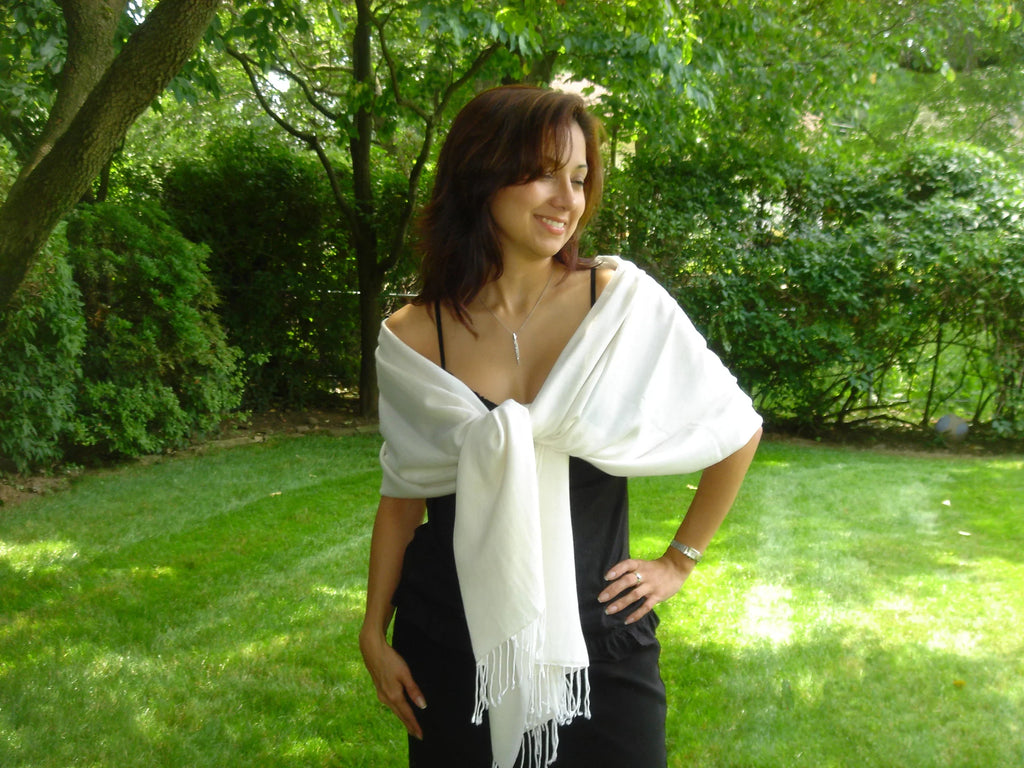 Shawl/Shawls/Scarf/Scarves/Wrap/Stole/Muffler/Cape/Ruana/Blanket/Throw/Pashmina Shawl/Cashmere Scarf/Wool/Silk (Cream/Ivory Regular Shawl)