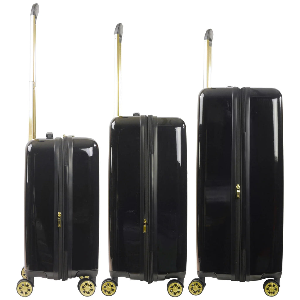 Grove 3 Piece Set Rolling Luggage, Hardshell Suitcase with Spinner Wheels, 22, 27, and 31 Inch, Black