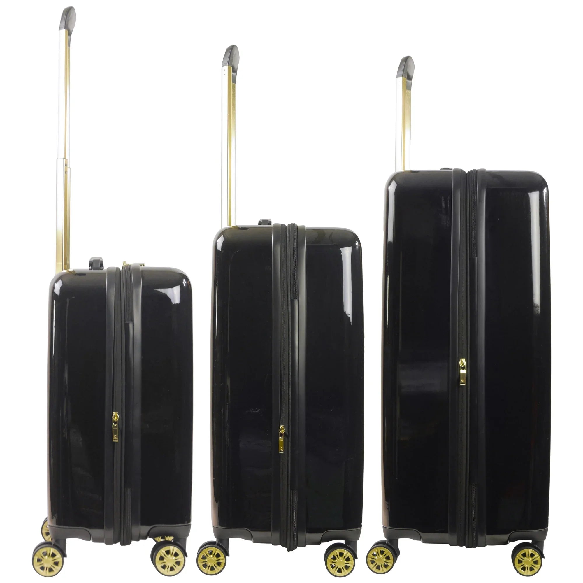 Grove 3 Piece Set Rolling Luggage, Hardshell Suitcase with Spinner Wheels, 22, 27, and 31 Inch, Black