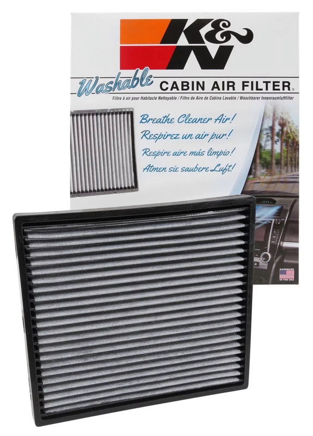 K&N VF2043 Washable & Reusable Cabin Air Filter Cleans and Freshens Incoming Air for your Cadillac Fits select: 2003-2005,2008-2013
