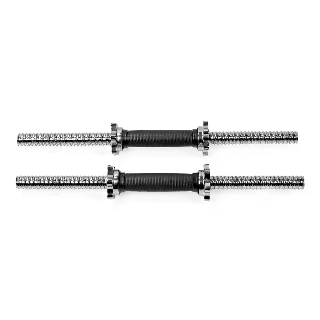 Fitness 19.5 ” Dumbbell Handles Set - Solid Steel, 1 inch Standard Grip, Spinlock Collars – Standard Weight Plates Handles for Home Gym Workouts, Bodybuilding, Strength Training – Rubber Handles
