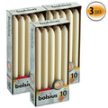 Bolsius 30 Ivory Unscented Taper - Dinner Candles Wedding for Spa, Christmas, Party, Household Decoration - 7.5 Hours Long Burning Smokeless Table Candle - Bulk Pack