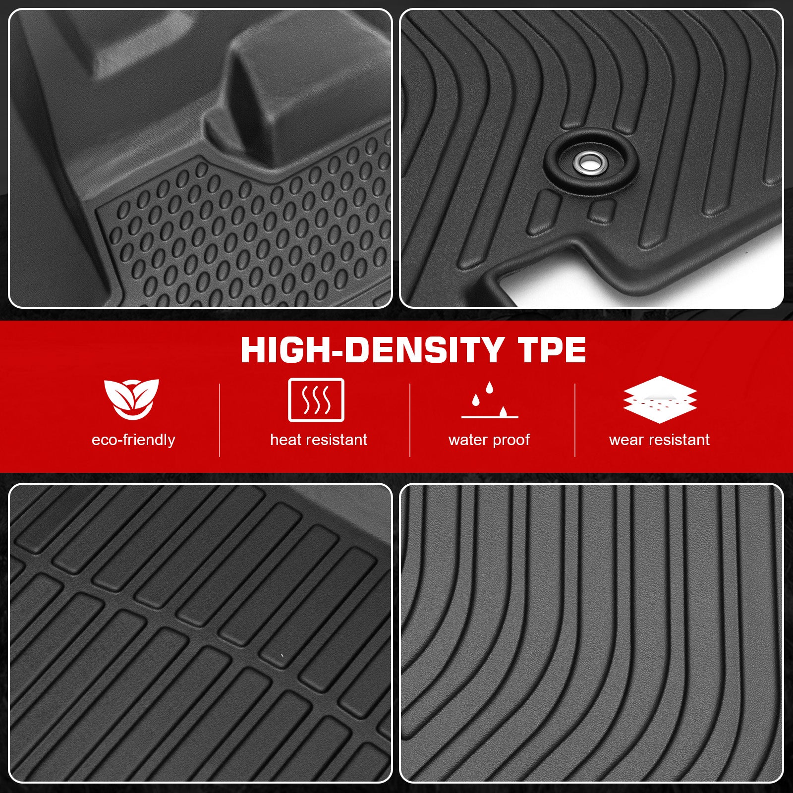 Ikon Motorsports 3D  Floor Mats Compatible With 2008-2020 Dodge Grand Caravan 2008-2016 Chrysler Town & Country Black 3D Molded All Weather Car Carpets 1st 2nd Row Front Rear Protector Liner 4PCS
