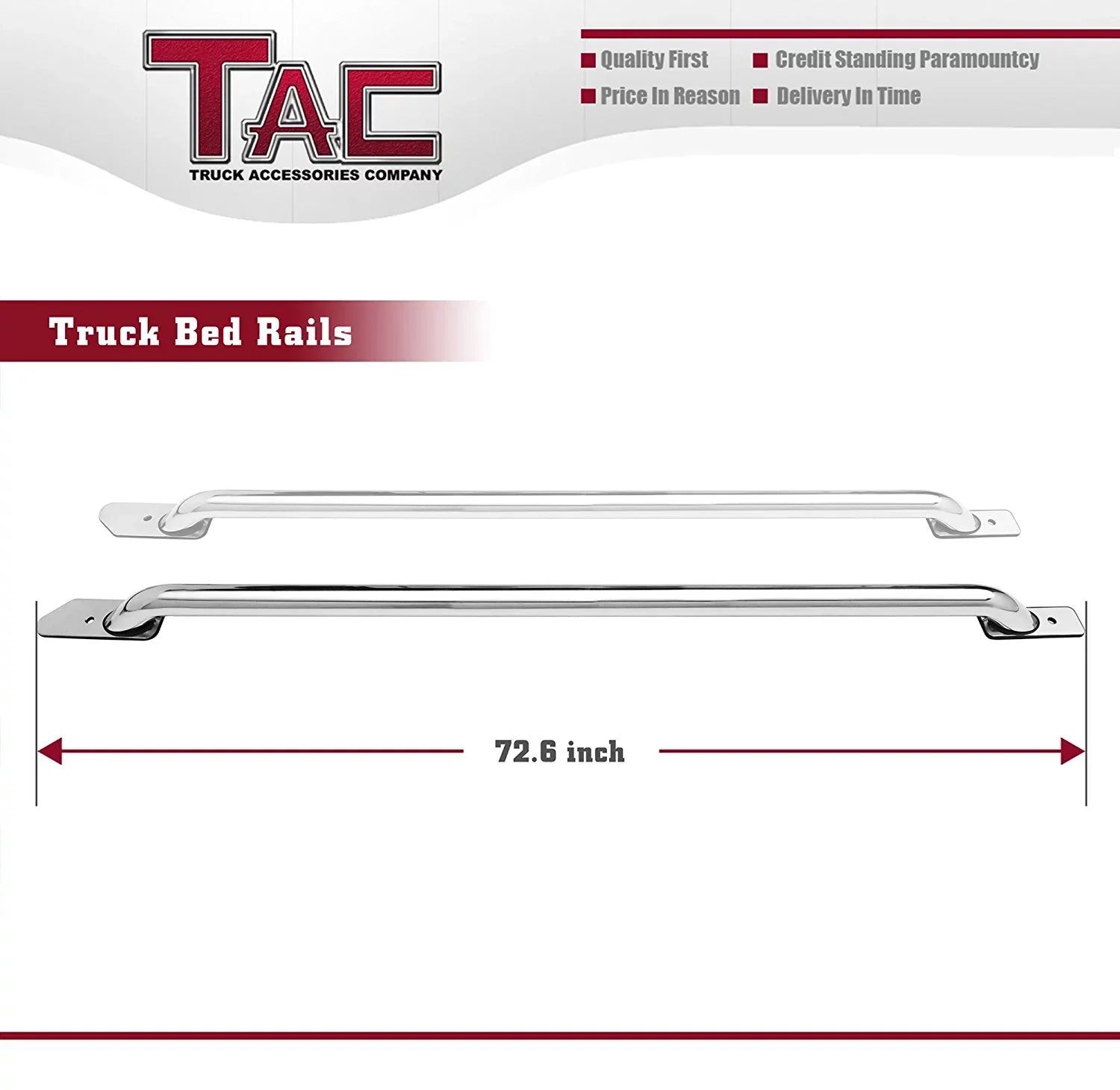 Bed Rails Fit 2014-2024 Chevy Silverado/ Sierra 1500 6.5ft Standard Bed(Excl. Denali CarbonPro Editions) 304 Stainless Steel Truck Side Rails Accessories 2pcs
