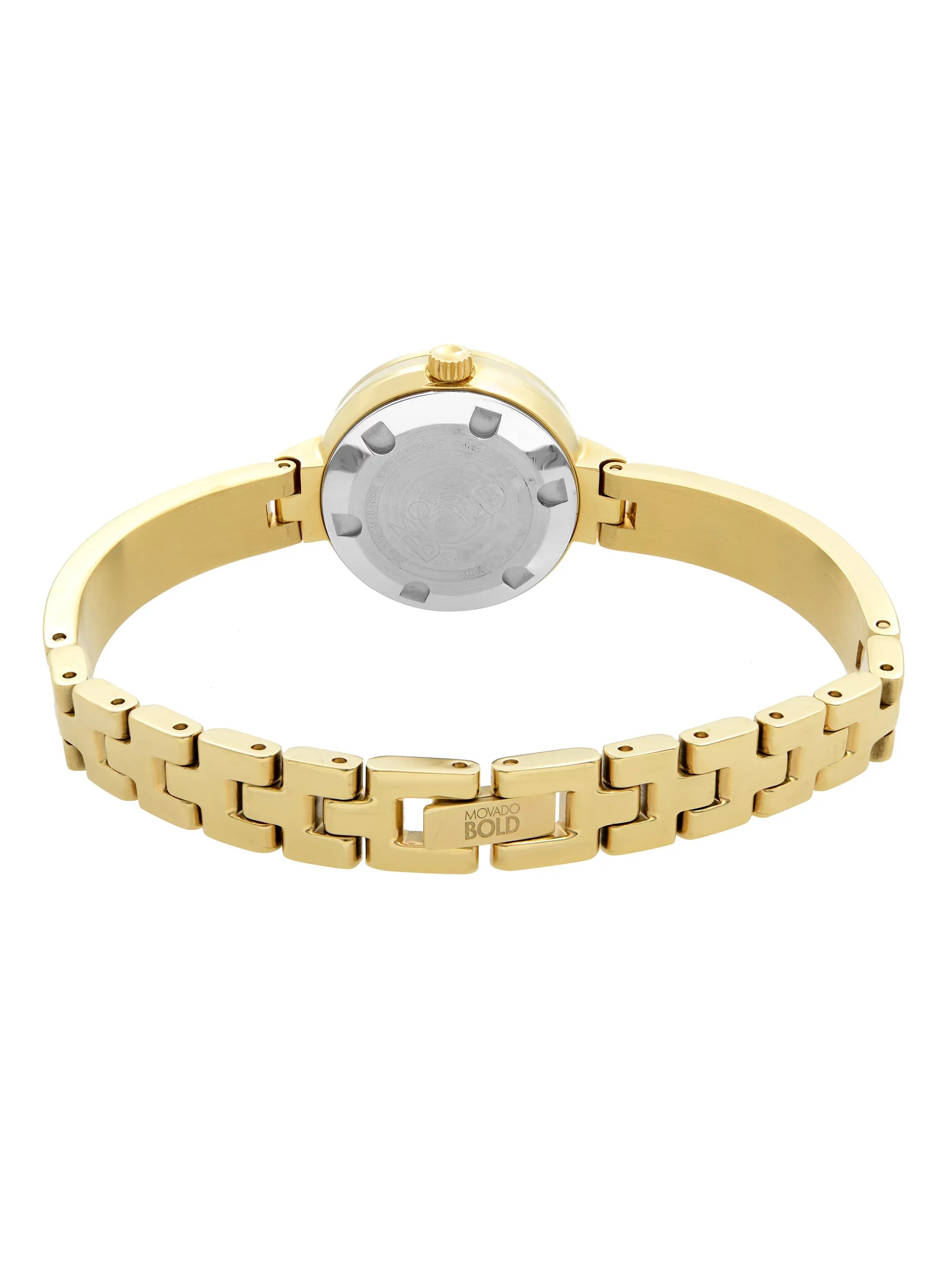 Movado Bold Museum 25mm Gold Plated Steel Diamond Quartz Ladies Watch 3600322
