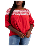 Tommy Hilfiger Womens Plus Cotton Off-The-Shoulder Blouse