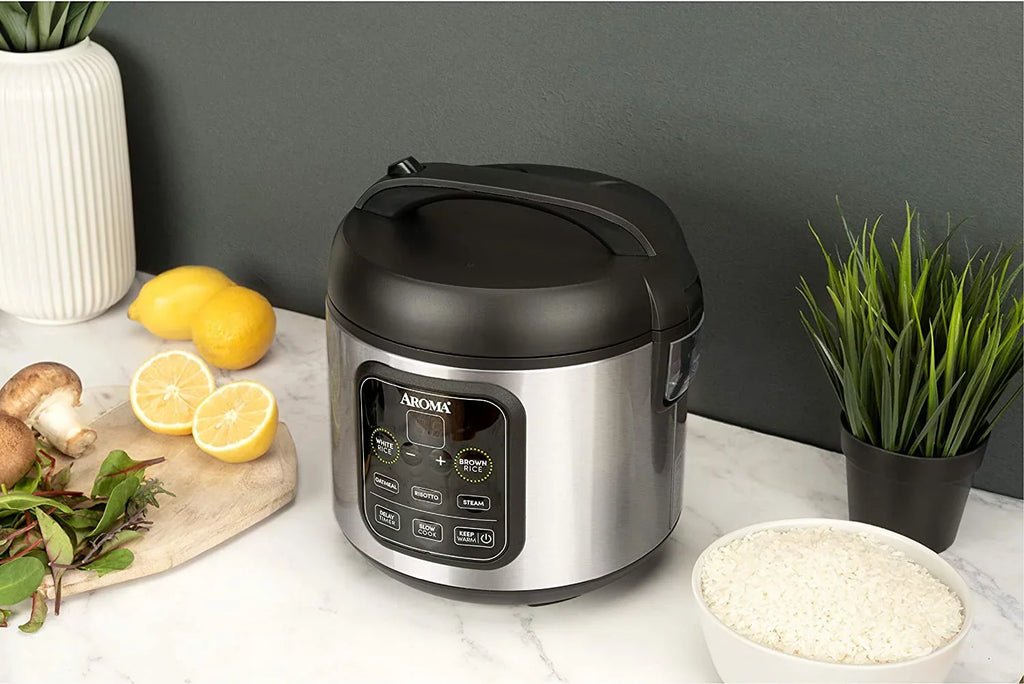 Aroma Housewares -994SB 2O2O model Rice & Grain Cooker Slow Cook, Steam, Oatmeal, Risotto, 8-cup cooked/4-cup uncooked/2Qt, Stainless Steel