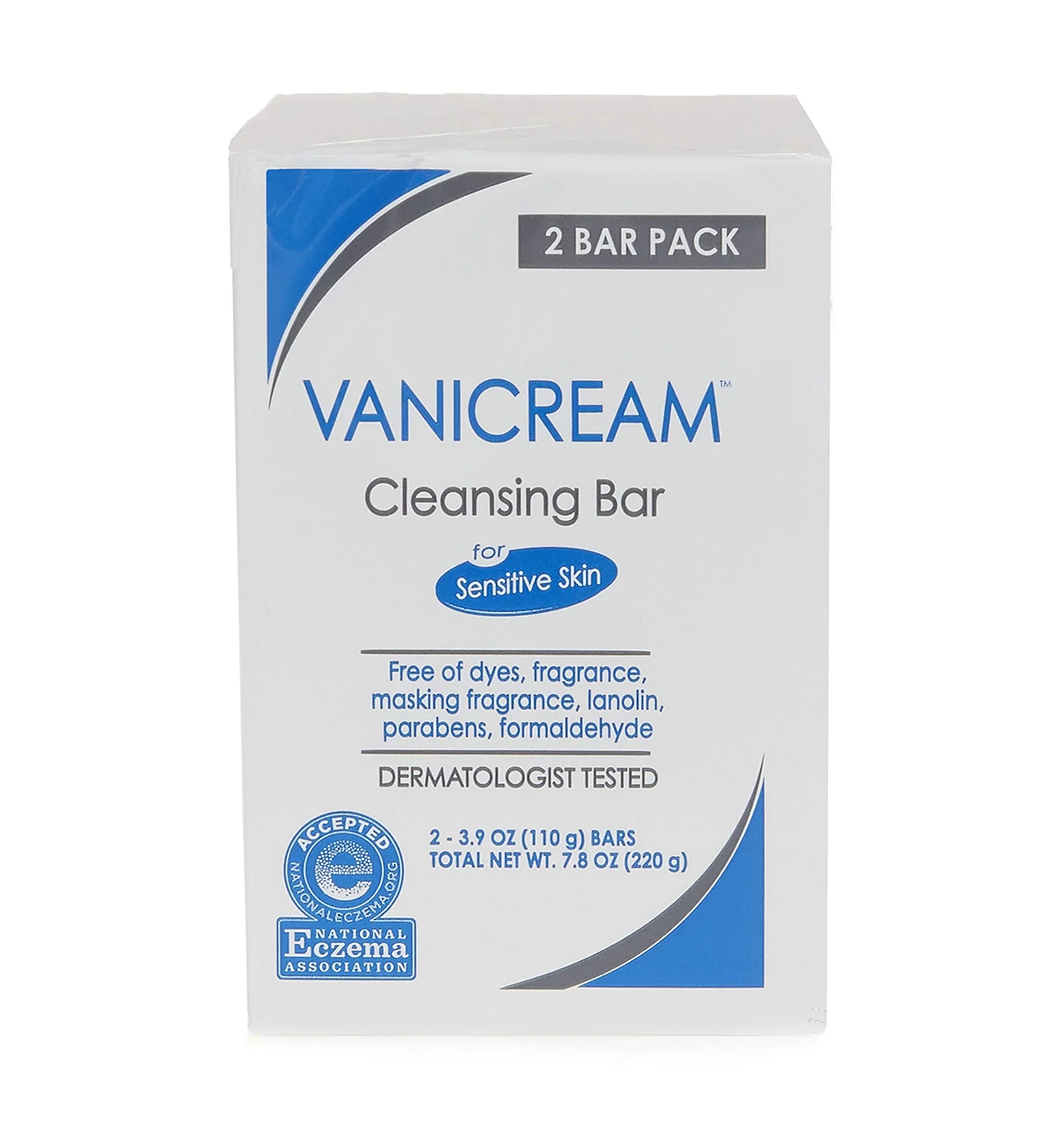Vanicream, Cleansing Bar Fragrance Gluten And Sulfate Free For Sensitive Skin Gently Cleanses And Moisturizes 3.9 Pack Of 2, 7.8 Ounce.