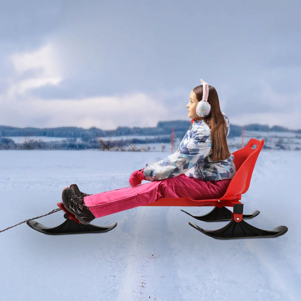 Snow Ski Sled Winter Teens Seat On Sled Ski/Snow Scooter Red