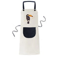Ramphastos Toco Bird Tropical Apron Adjustable Bib Cotton Linen  Kitchen Pocket Pinafore