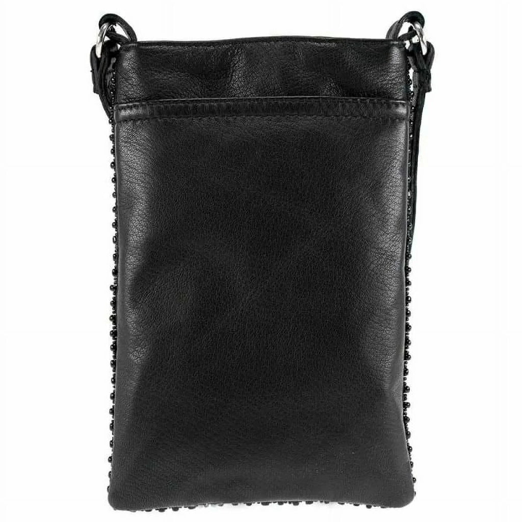 Mary Frances Take a Sip Leather Crossbody Phone Bag Cocktail Beaded Shoulder Bag