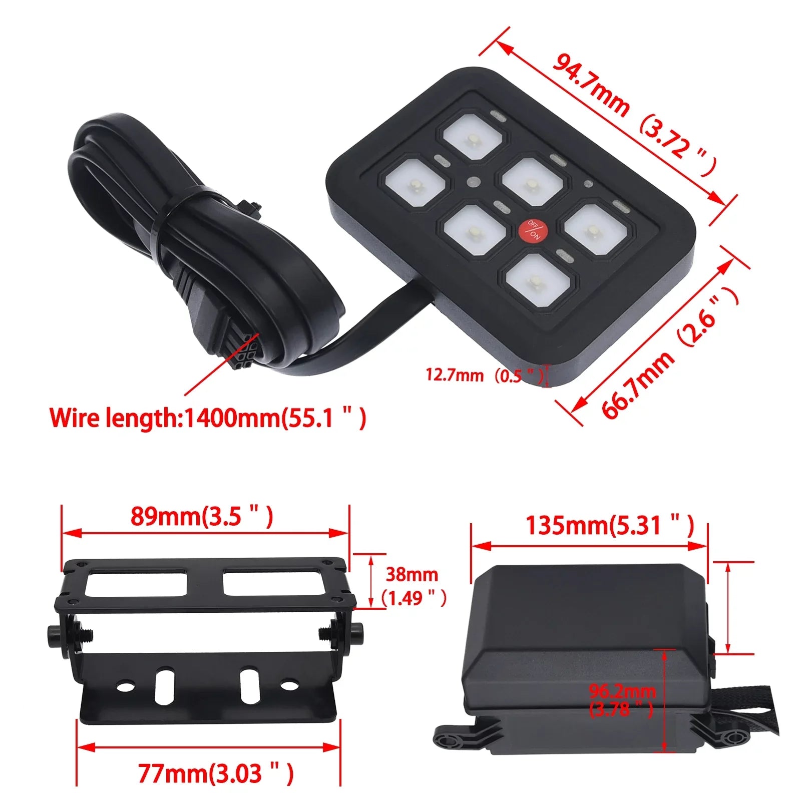 Geloo 6 Gang Switch Panel Toggle Switch Pod Multi-Function Offroad Switch Box Blue  Switch Panel Circuit Control Relay System for Car Truck