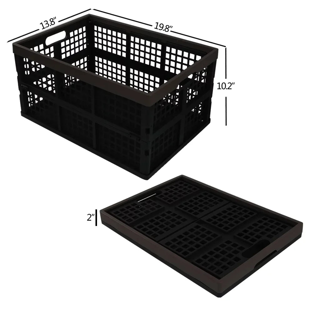 Morcte 42 L Plastic Collapsible Storage Crates, Stacking Folding Storage Basket, 3-Pack