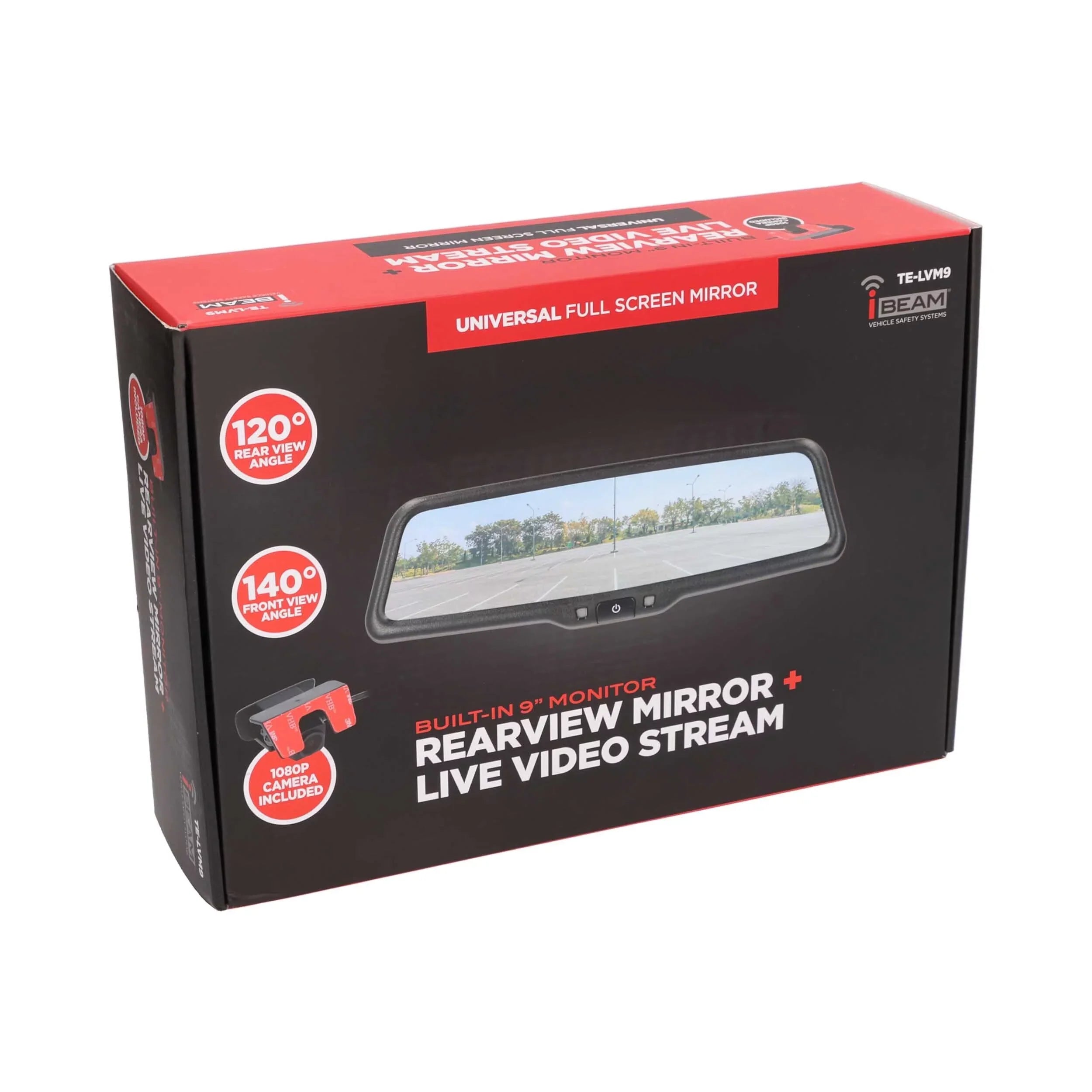 iBeam -LVM9 9" Live View Streaming Rearview Mirror 1080P Front & Rear 1280×320