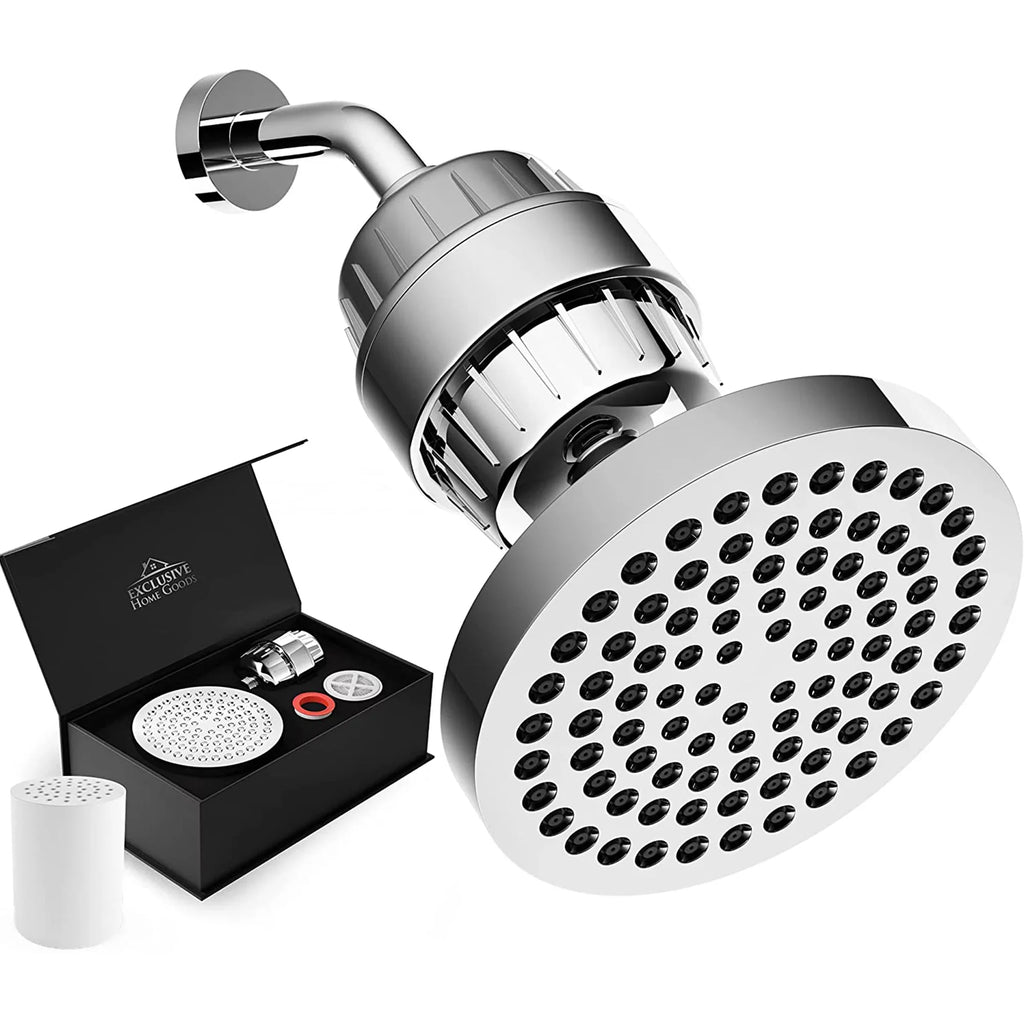 Exclusive Home Goods Rainfall Shower Head & Showerhead Filter System for Hard Water