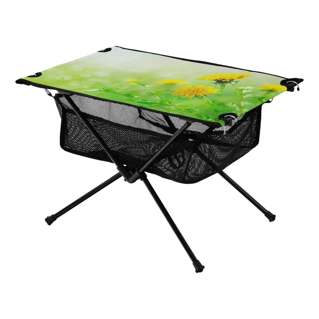 Spring Green Flowers Camping Folding Table Portable Beach Table with Storage Bag Compact Picnic Table for Outdoor Travel Fishing