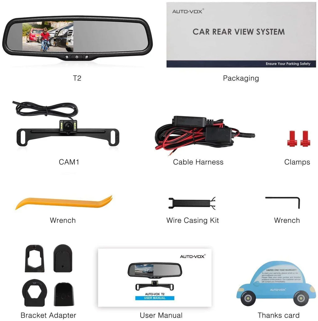 '- T2 Backup Camera for Car/Trucks,  Look Rear View Mirror Camera Monitor with IP68 Waterproof Super Night Vision Back Up Camera