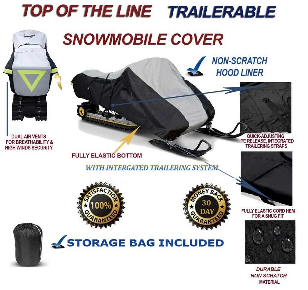 600D Snowmobile Travel and Storage Cover Compatible for 2004-2004 Model Year Ski Doo Bombardier   2  800 Sleds. Slush and Mud Protection