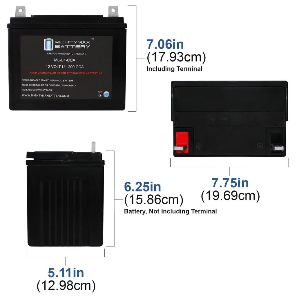 '-U1 12V 200CCA Battery for Bobcat Fastcat Pro 942407H 0Turn Mower