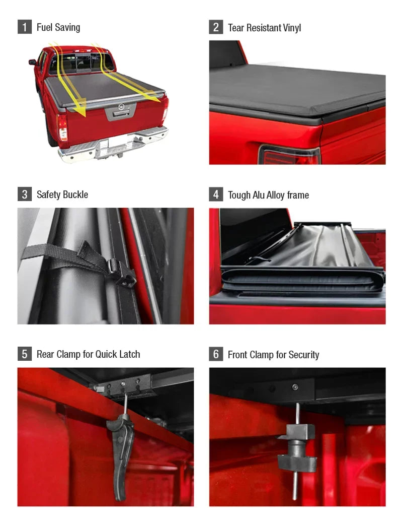 MaxMate Soft Tri-fold Truck Bed Tonneau Cover Compatible with 2017-2024 Honda Ridgeline | 5'4" (64") Bed | TCH371065