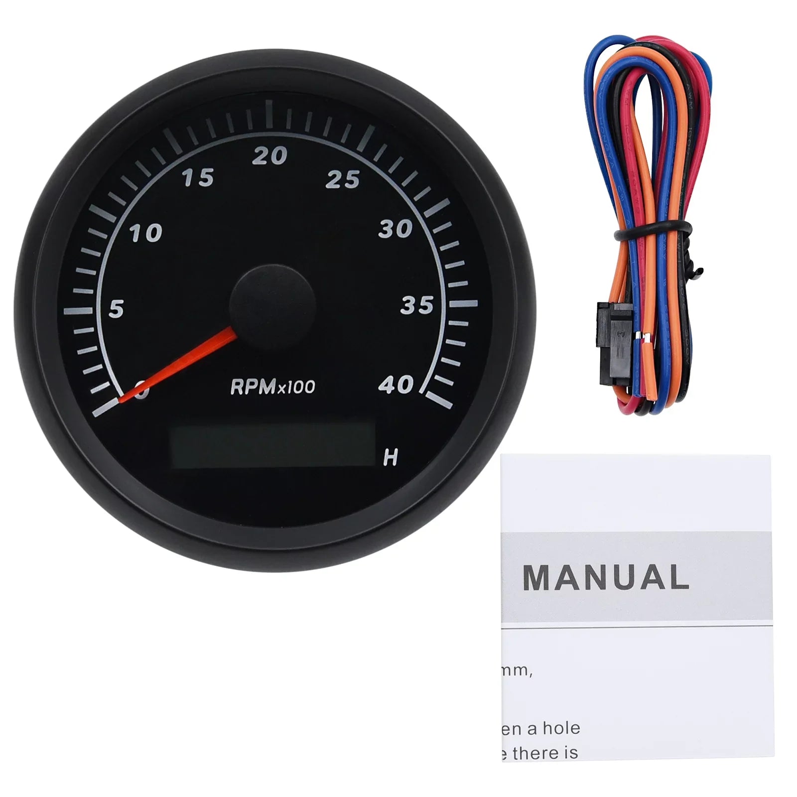 Geloo Marine Tachometer Hour Meter Waterproof Tachometer Gauge 0-4000RPM 85mm for Car Boat Truck