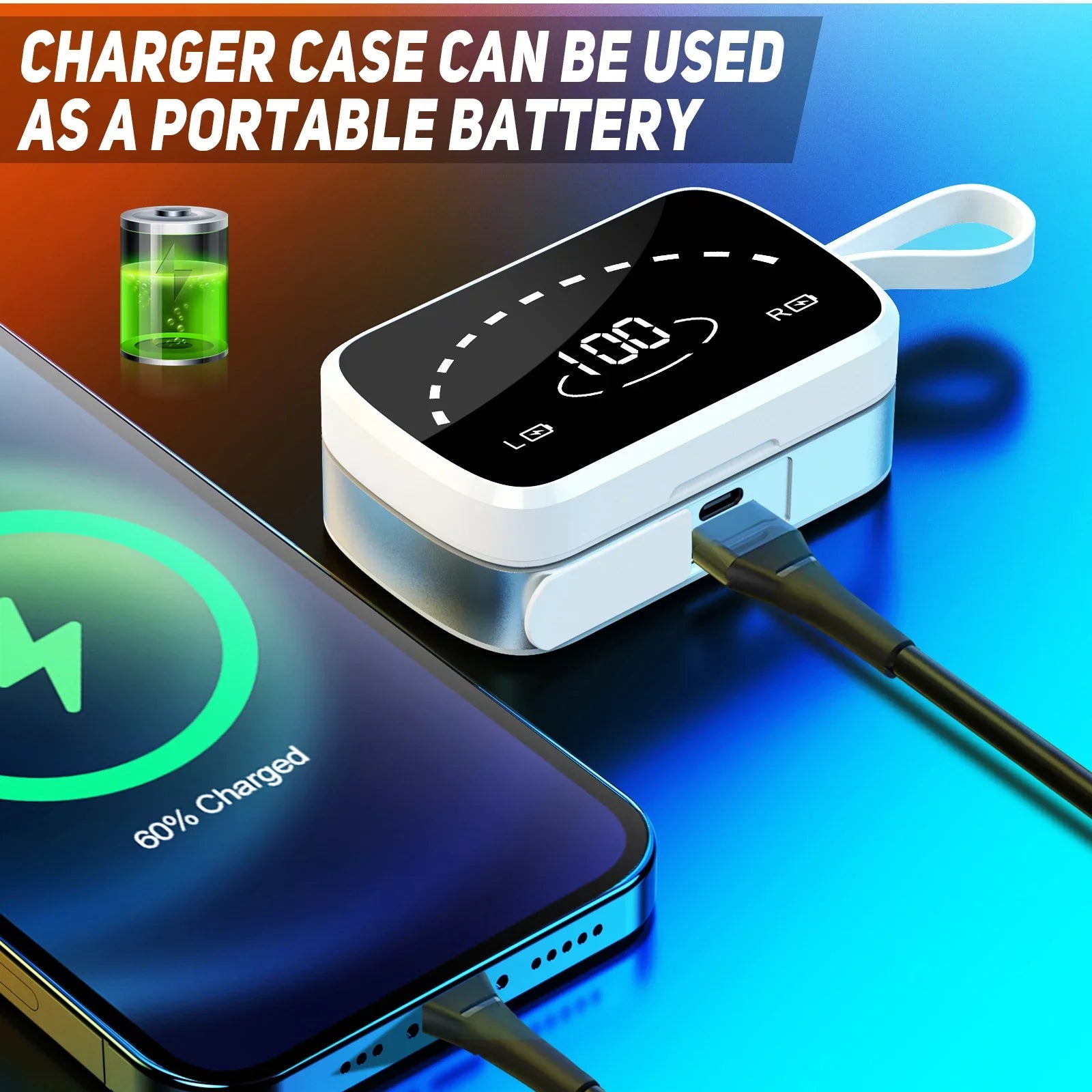 K2 Wireless Earbuds Bluetooth Sport Headphones Premium Fidelity Sound Quality Charging Case Digital  Intelligence Display Earphones Built-in Mic Headset for Realme 7 Pro