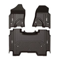 3W Floor Mats for Dodge Ram 2019 2020 ( for Storage Under Rear Seat) - Full Set All Weather Ram 1500 Crew Cab Carpet with Non-Toxic  1st & 2nd Row for Bucket Seating, Black