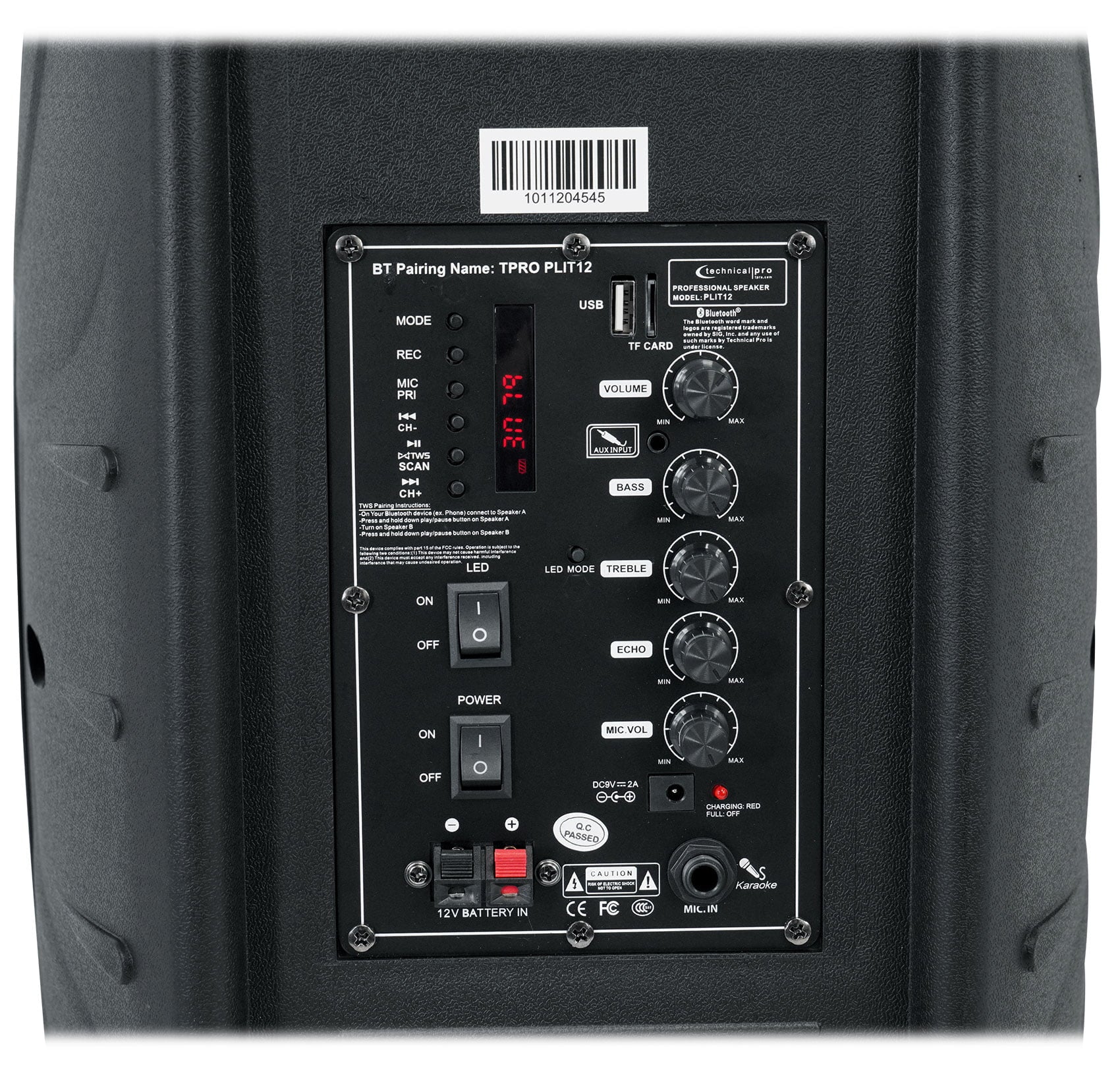 (2) Technical Pro PLIT12 Bluetooth  12" Party Speakers+Wireless Link+Stands