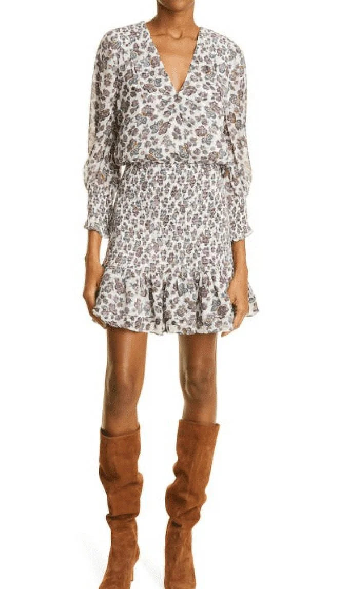 Veronica Beard Women's Saera Floral Print Smocked Chiffon Minidress, 2