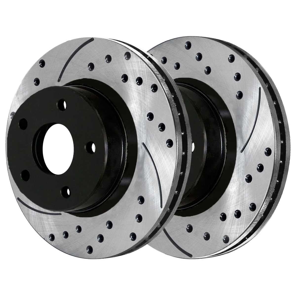 AutoShack Front and Rear Drilled Slotted Brake Rotors Black Set of 4 Replacement for Chrysler 200 Sebring 2007-2017 Jeep Patriot Compass 2007-2012 Dodge Caliber 2008-2014 Avenger V6  PR63040PR63038