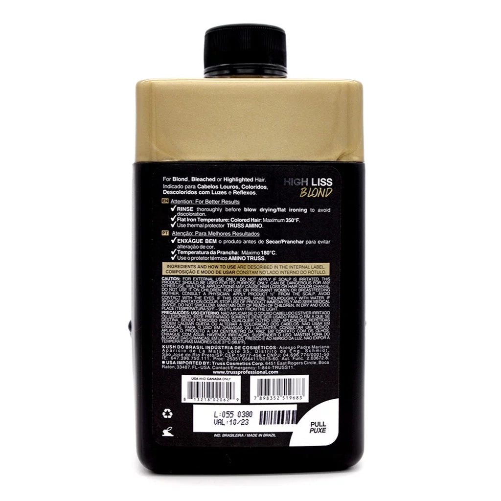 Truss High Liss Professional Blond, thermal sealing, nutri sealant technology - 21.98 fl oz/650 ml