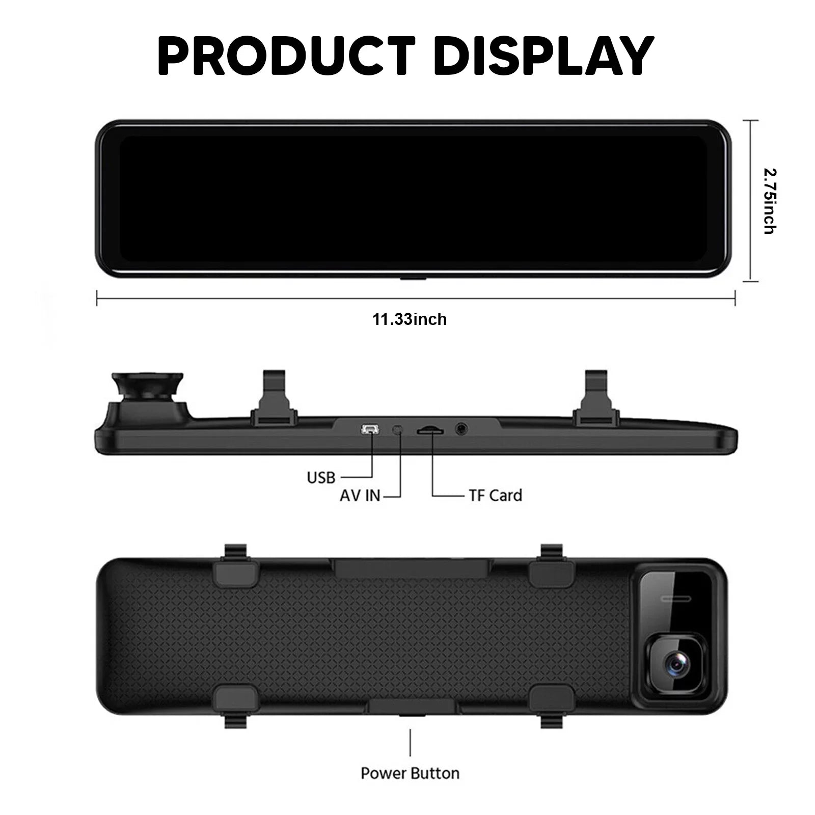 4K 12" Car Dash Cam Touch Screen with Rear View Mirror Camera Waterproof  Video Recorder Night Vision Motion Detection G-Sensor