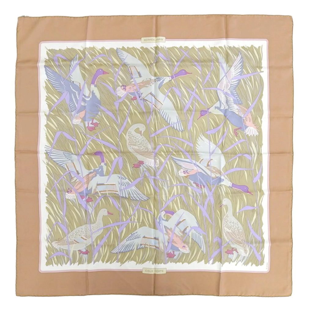 Pre-Owned Hermes  Kare90   Mallard Scarf Muffler Silk Orange (Good)