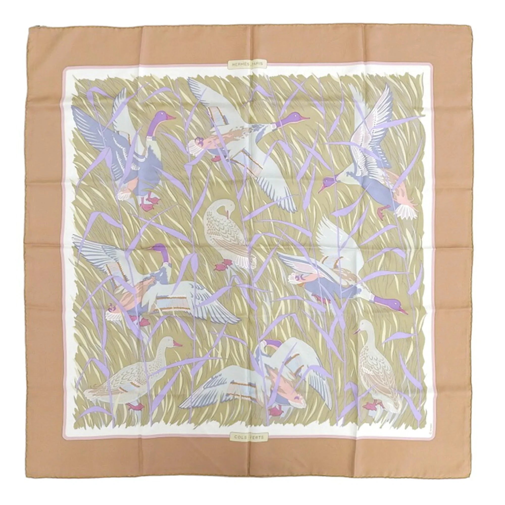 Pre-Owned Hermes  Kare90   Mallard Scarf Muffler Silk Orange (Good)