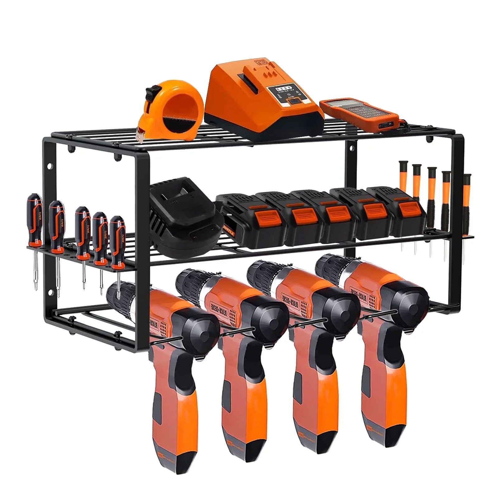 Power Tool Rack Organizer/Drill Tool Holder/Wall Mounted Power Tools Rack/Tool Shelf/Detachable Electric Drill Charging Station Drill