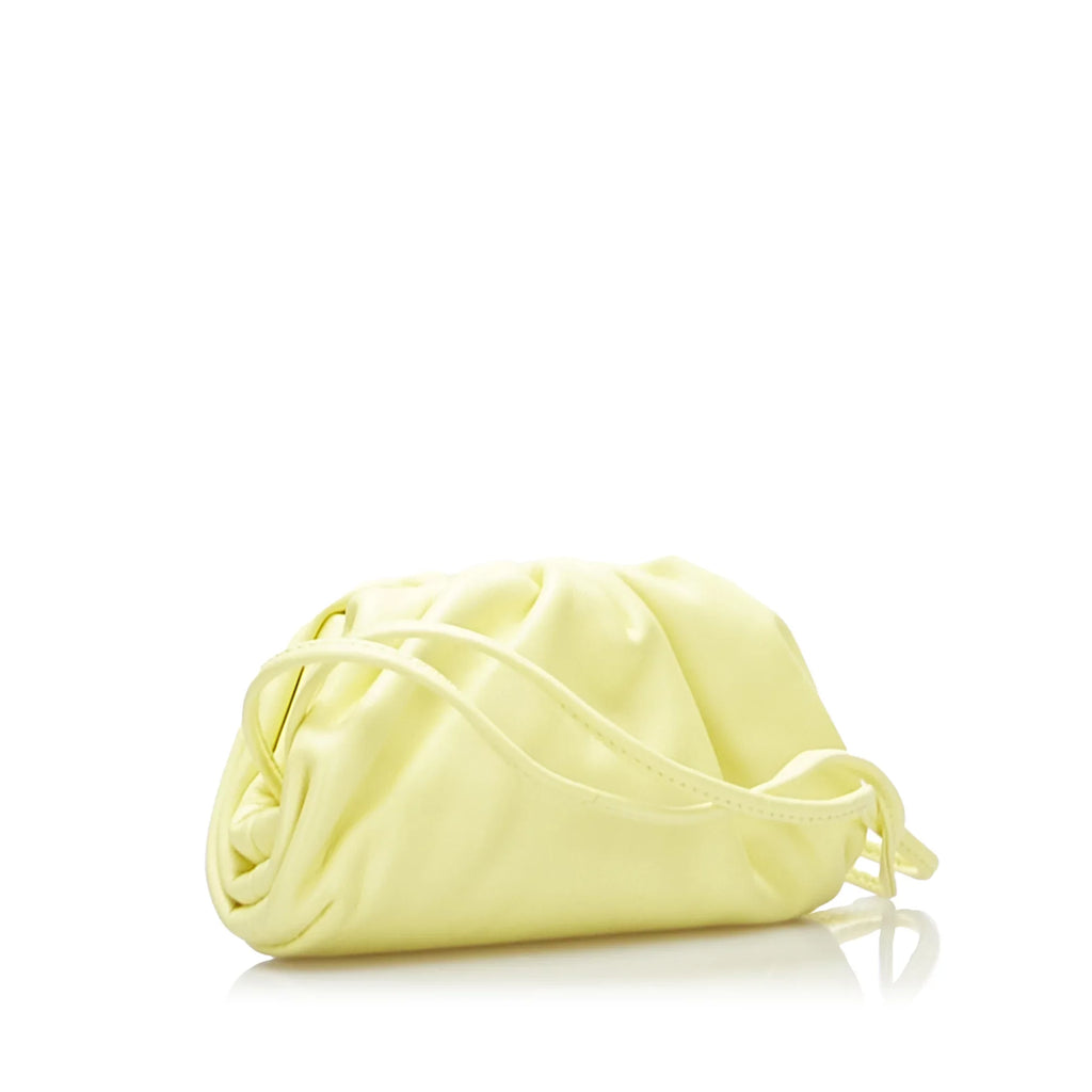Pre-Owned Authenticated Bottega Veneta The Pouch Calf Leather Yellow Crossbody Bag Unisex (Good)